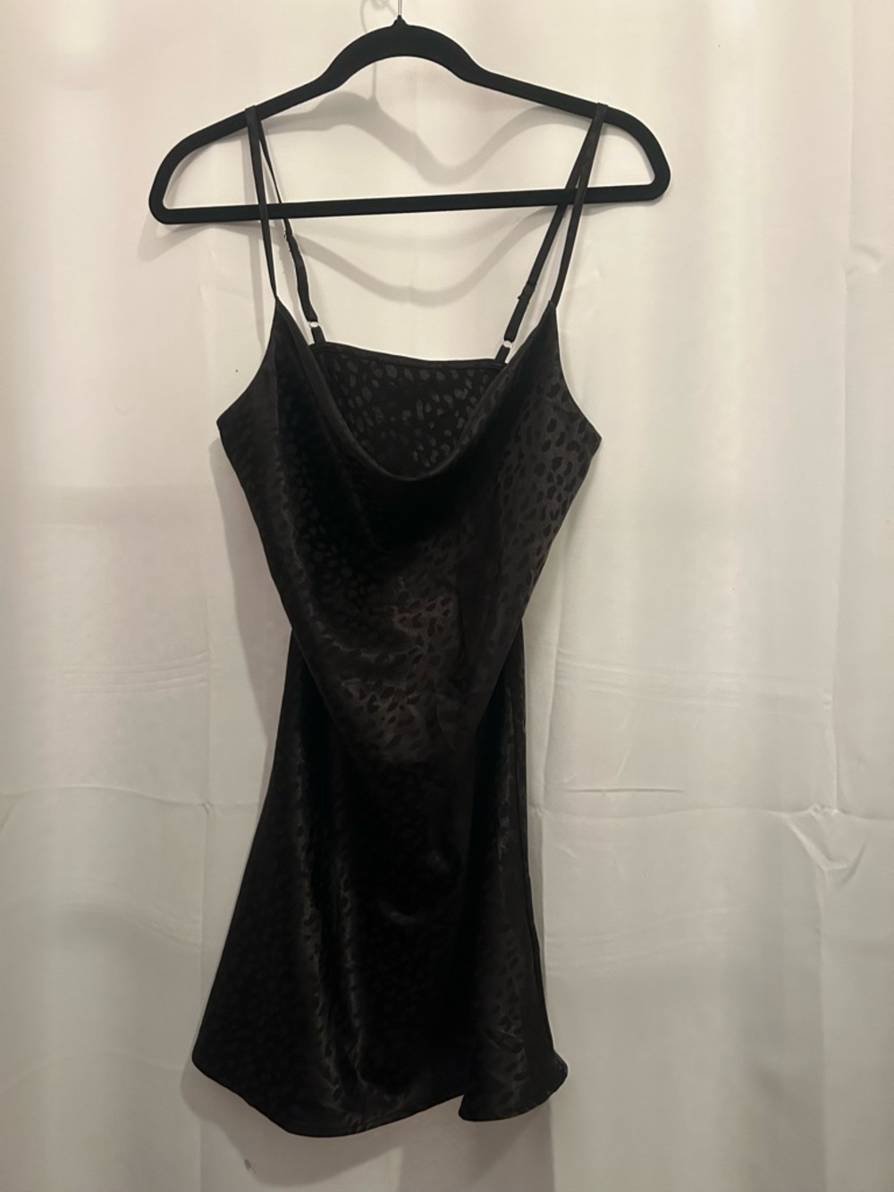 Slip Dress Black Satin Animal Print Mono Black